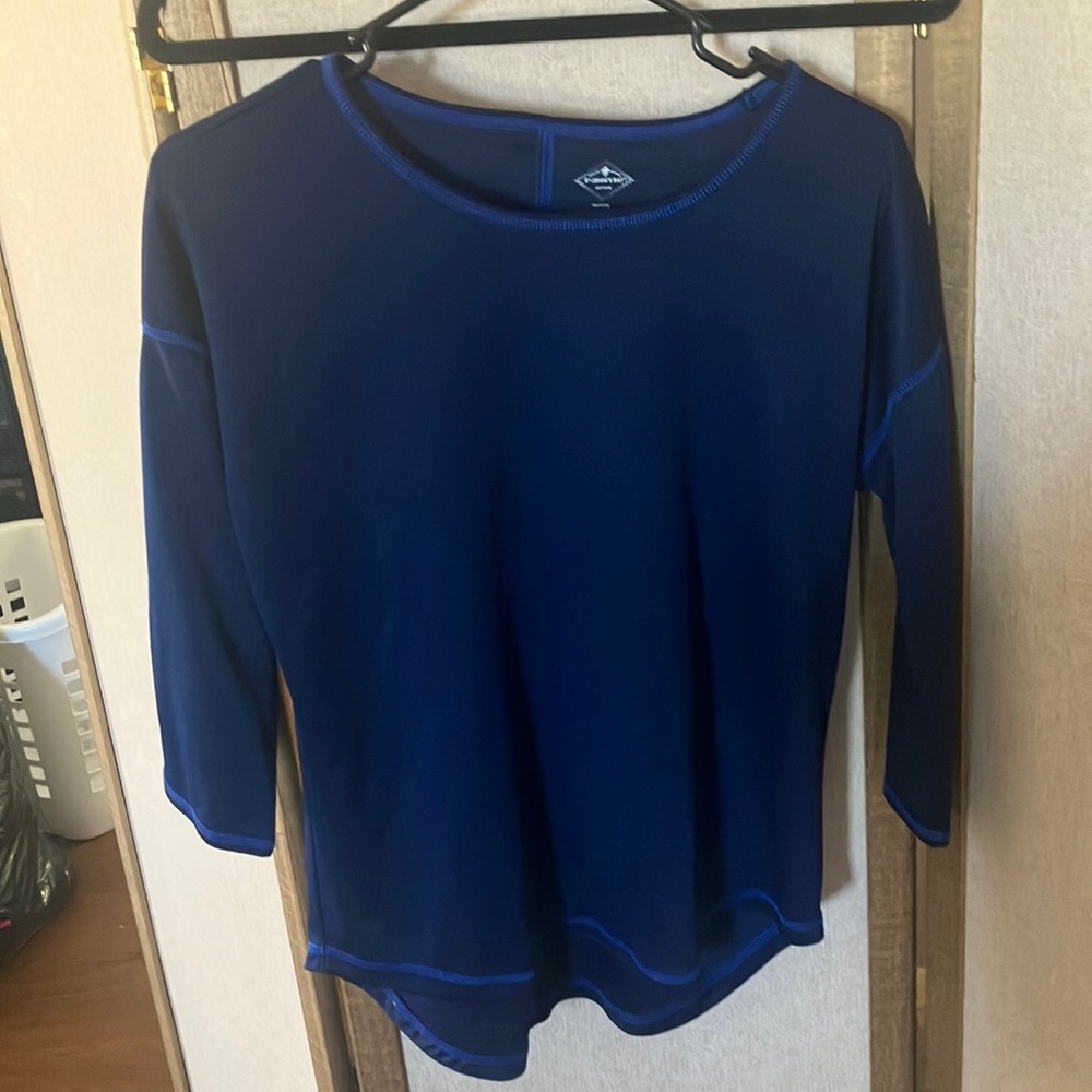 FINAL MARKDOWN St. John's Bay Fitted Blue 3/4 Sleeve Blouse petite small